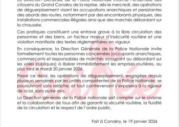 Grand Conakry : la Police nationale annonce la reprise des opérations de déguerpissement