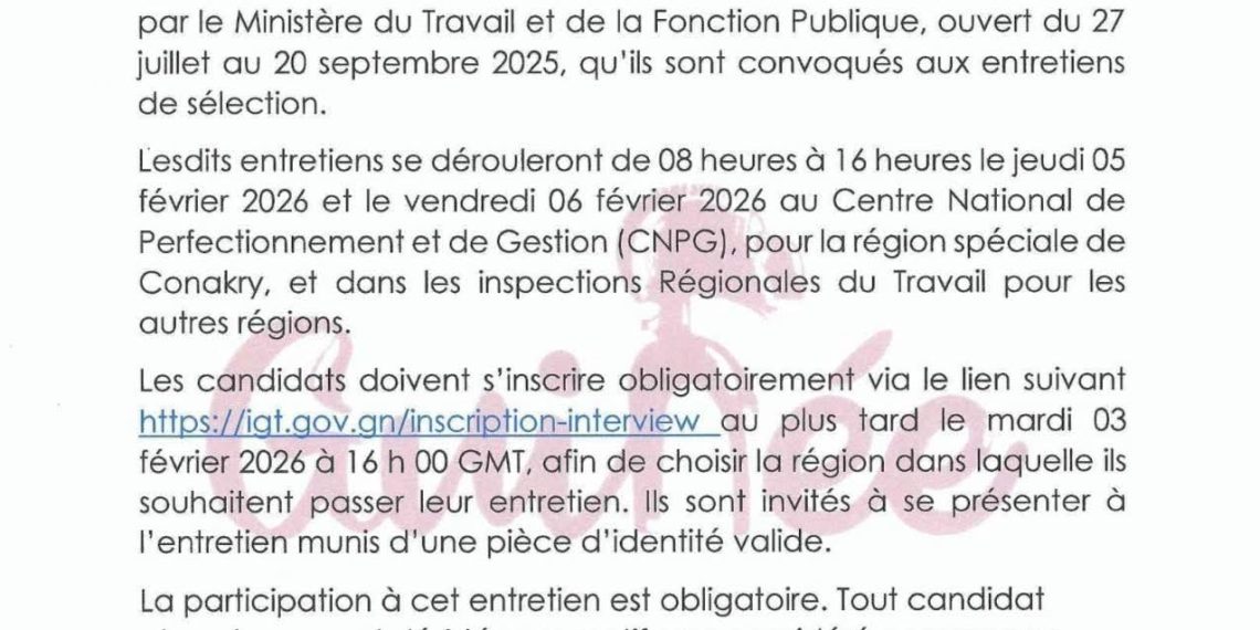 Communiqué de l&rsquo;IGT : les candidats présélectionnés convoqués aux entretiens